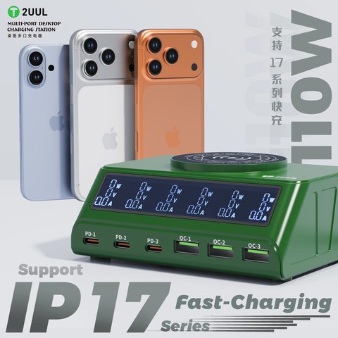 Мережевий зарядний пристрій 2UUL PC11, 110 Вт, Quick Charge, Power Delivery (PD), MagSafe, з безпровідною зарядкою, 6 портів Прев'ю 3