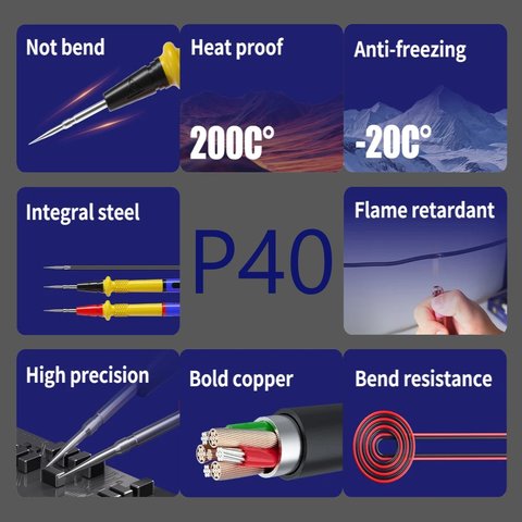 Test Lead for Multimeter Mechanic P40, (120 cm, 1000V, 20A) Preview 4
