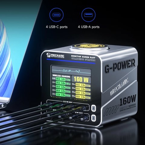 Сетевое зарядное устройство Mechanic G-Power, 160 Вт, Quick Charge, Power Delivery (PD), 8 портов Превью 2