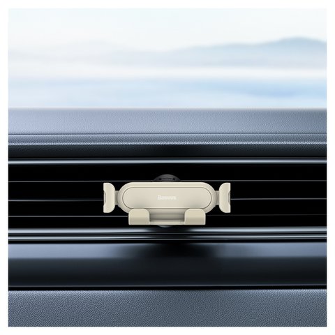Автомобильный держатель Baseus Stable Series Lite, бежевый, на дефлектор, #SUWX010002 Превью 2