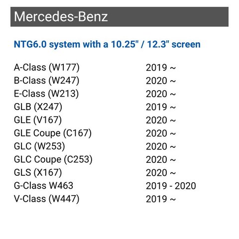 CarPlay for Mercedes-Benz A / B / E / G / V-Class, GLB / GLE / GLC / GLS 2019 2020 with NTG6.0 Preview 1