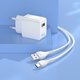 Adaptador de red Hoco C98A, 18 W, Quick Charge, blanco, con cable USB Tipo-C, 1 puerto, #6931474766878 Vista previa  3