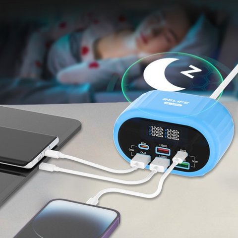 Мережевий зарядний пристрій RELIFE RL-309U, 72 Вт, Quick Charge, Power Delivery (PD), сірий, 6 портів Прев'ю 2