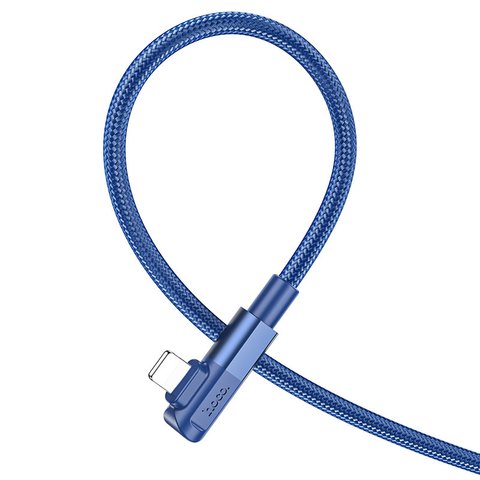 USB кабель Hoco U108, USB тип-C, Lightning, 200 см, 20 Вт, синій, Г-подібний, в нейлоновому обплетенні, #6931474764874 Прев'ю 2