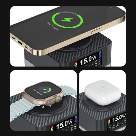 Мережевий зарядний пристрій RELIFE Q7, 80 Вт, Wireless Charge, Quick Charge, 6 портів Прев'ю 3