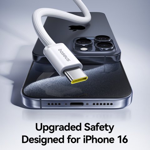 USB кабель Baseus Dynamic 4, 2xUSB тип-C, 100 см, 100 Вт, белый, в нейлоновой оплетке, #P10381400211-00 Превью 3