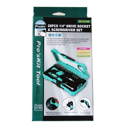 Набор сменных головок и бит Pro'sKit SD-2316M с держателем Превью 5